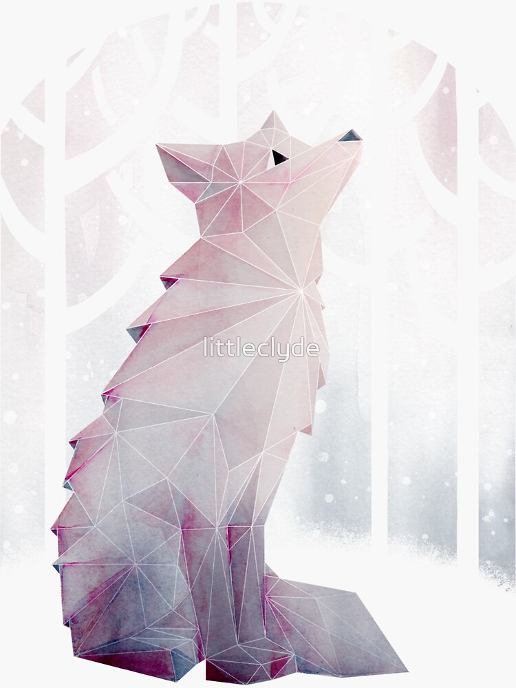 Thumbnail 3 of 3, Sticker, Fox in the Snow designed and sold by littleclyde.