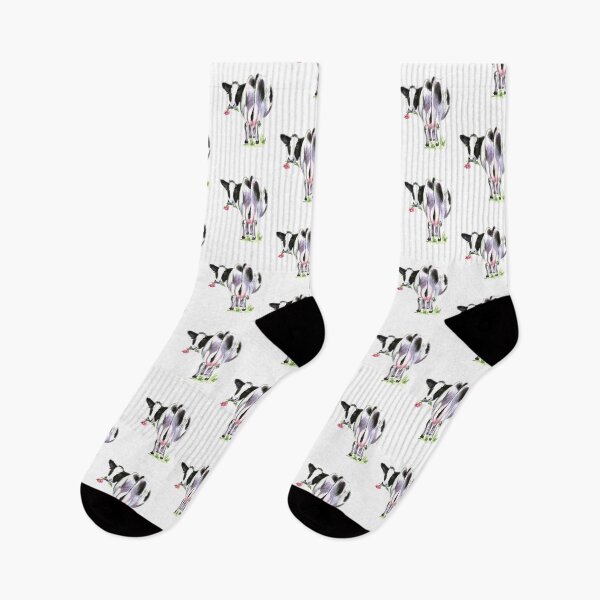 Item preview, Black and white cow and meadow flowers designed and sold by orangerinka.