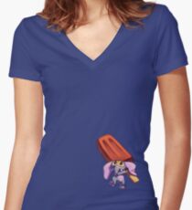 Finnick elephant with jumbo popsicle Women's Fitted V-Neck T-Shirt