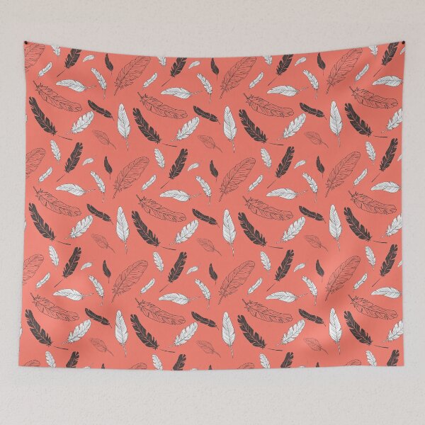 Item preview, Seamless vector background with different feathers. Orange background. designed and sold by Alina Ermokhina.