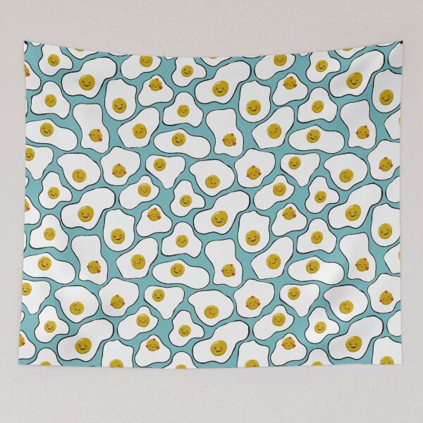Item preview, Happy Sunny Side Up Fried Eggs On Blue designed and sold by ketrena.
