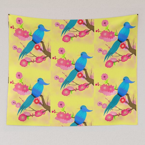 Item preview, Peach Blossoms Paradise in Yellow Background designed and sold by Glitteringworld.