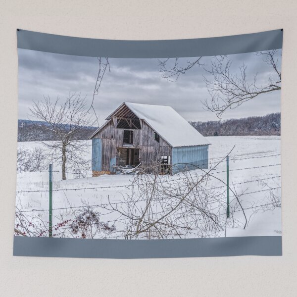Item preview, Blue Barn In The Snow designed and sold by mljdwhite.