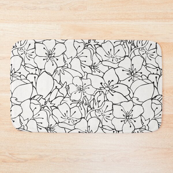 Item preview, Floral print. Seamless background. Sakura flowers. Black-white background. Flowers. Linear print. designed and sold by Alina Ermokhina.
