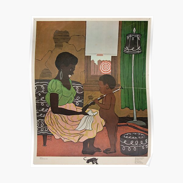 Mother and Child - Black Panthers - Vintage Poster Poster