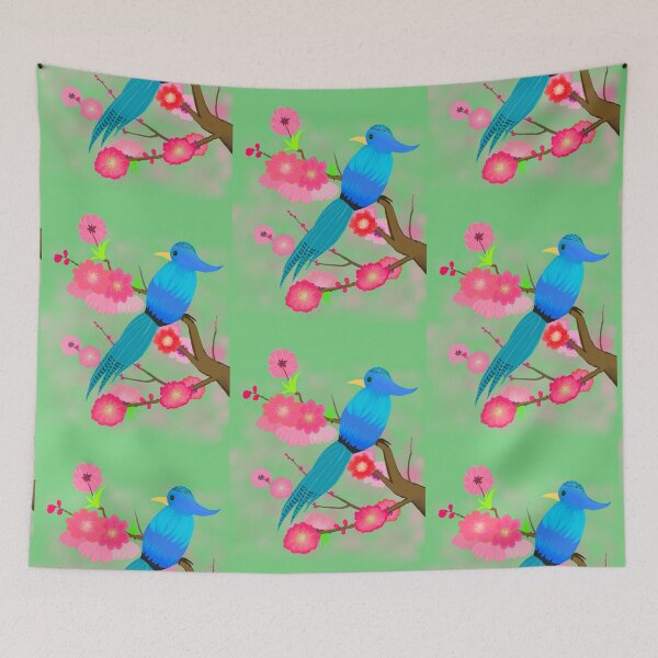 Item preview, Peach Blossoms Paradise in Green Background designed and sold by Glitteringworld.