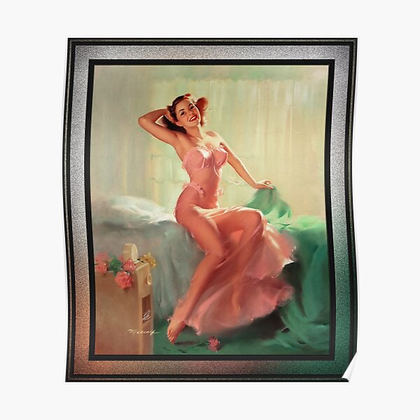 Pretty In Pink Pin Up Girl By Bill Medcalf Pin Up Girl Vintage Art Poster For Sale By Xzendor7