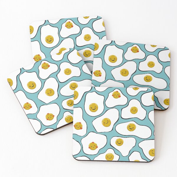 Item preview, Happy Sunny Side Up Fried Eggs On Blue designed and sold by ketrena.