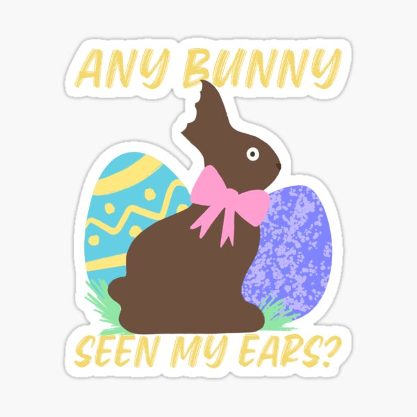 Funny Earless Chocolate Easter Bunny Sticker