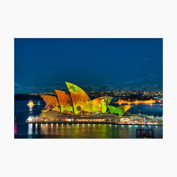 Vivid Opera House with Fort Denison Photographic Print