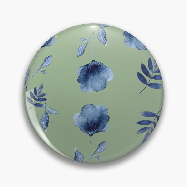 Item preview, Blue flowers on sage green designed and sold by Ninaeva.