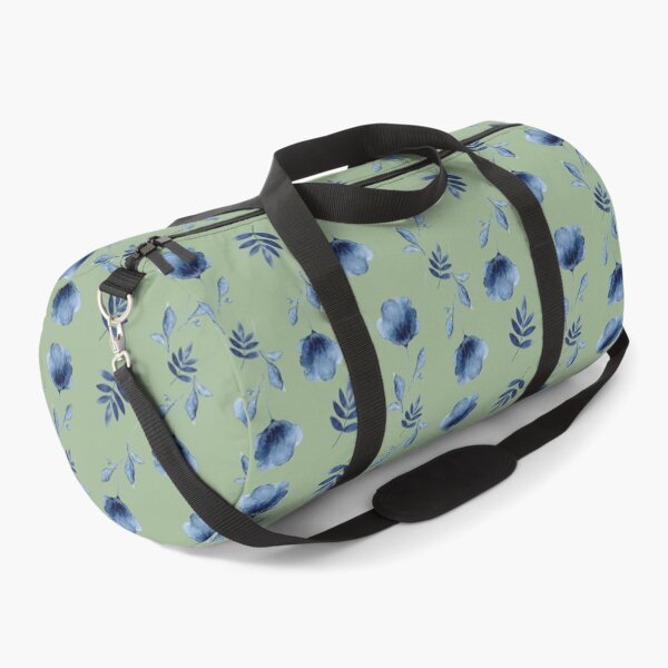 Item preview, Blue flowers on sage green designed and sold by Ninaeva.
