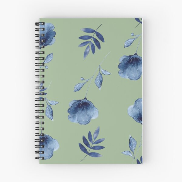 Item preview, Blue flowers on sage green designed and sold by Ninaeva.