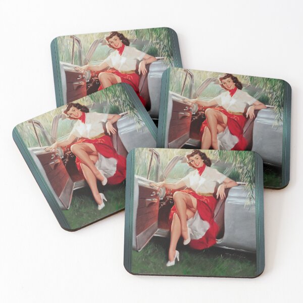 Item preview, Nice Day For A Drive Pin-up Girl by Bill Medcalf Vintage Pin-Up Girl Art designed and sold by Xzendor7 Digital Art Creations.