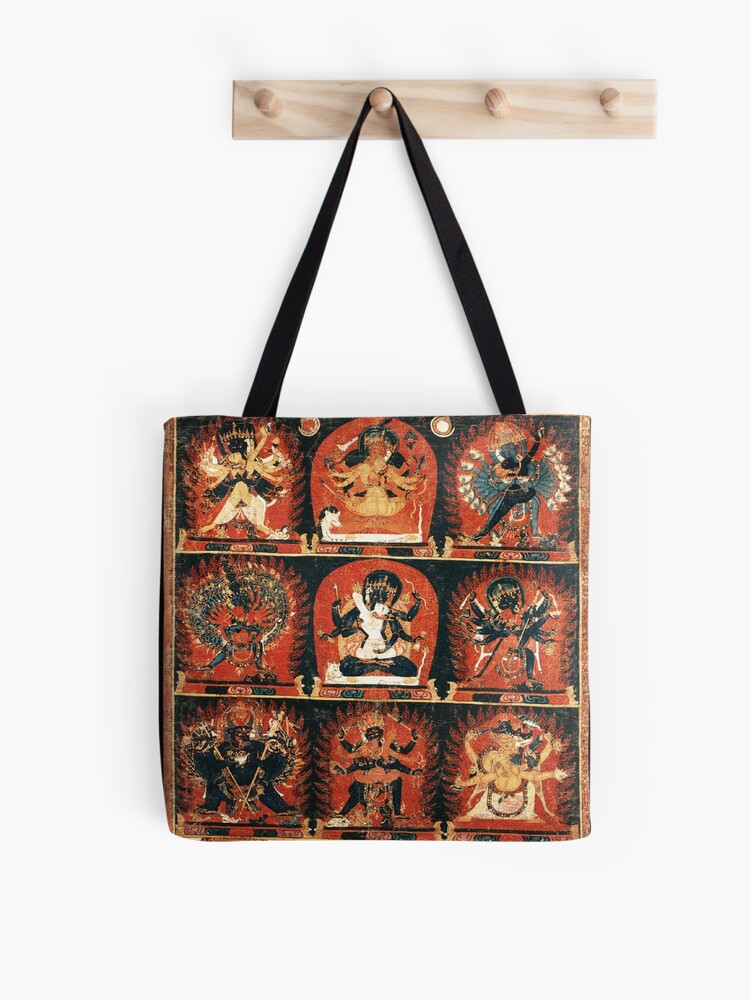 Vintage Designer Bucket Bag with Hand Painted Goddess Kali