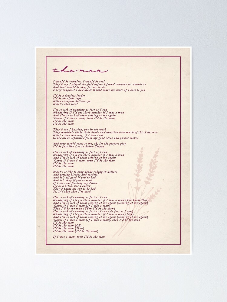 "the man lyric" Poster for Sale by dontwannadance | Redbubble