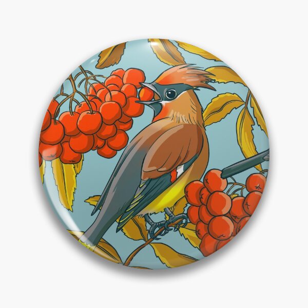 Item preview, Fieldfares and waxwings on rowan bunches (on grey background) designed and sold by Irina Ivanova.