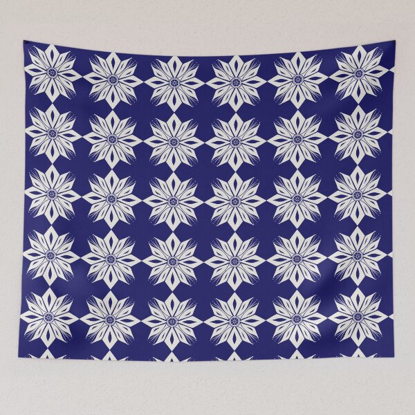 Item preview, White flower pattern on the navy background designed and sold by Chamaiporn Pangtorn.