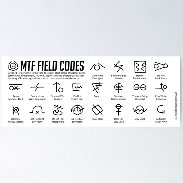 SCP MTF Field Codes by ToadKing07 Poster for Sale by