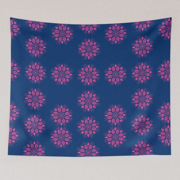 Item preview, Pink flower pattern on the navy background designed and sold by Chamaiporn Pangtorn.