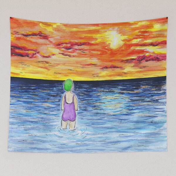 Item preview, Sunrise Swim-Wild Swimmer Morning Swimming designed and sold by Breezy Cove Art.
