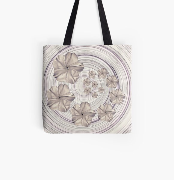 Spiral Creamy Moon Flower Swirl All Over Print Tote Bag