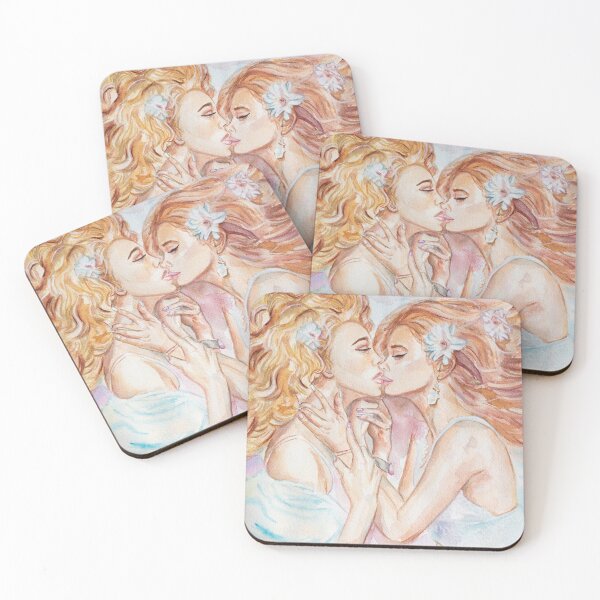 Item preview, Women Watercolor Print, Kissing Female Figures, Watercolor Painting, Sensual Women Art, Kissing Wall Art designed and sold by jasonsauve.