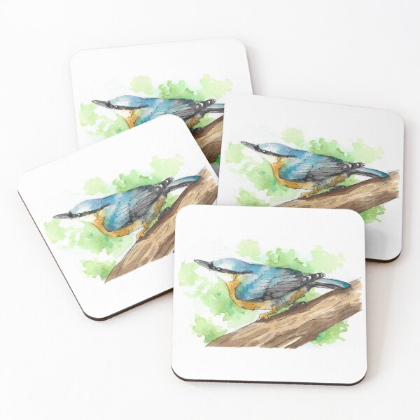 Item preview, Pájaro trepatroncos de pecho rojo acuarela designed and sold by BlackGoatPrints.