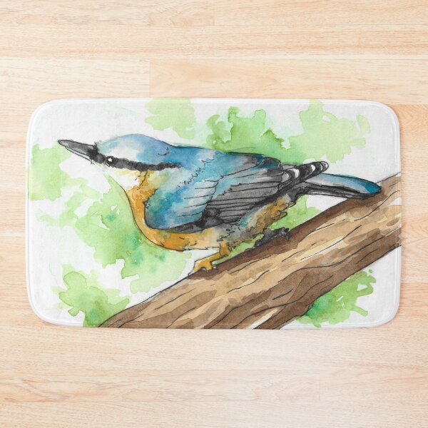 Item preview, Watercolor Red-Breasted Nuthatch Bird designed and sold by BlackGoatPrints.