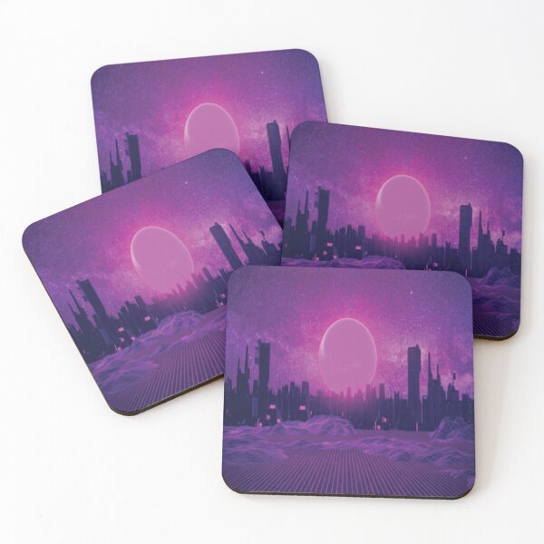 Item preview, Retro Nineties City Skyline Neon Glowing Sun High Rise Buildings designed and sold by NadeenInspires.