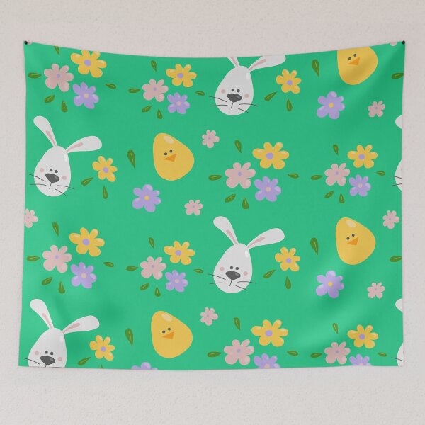 Item preview, Easter chicken and bunny pattern GREEN designed and sold by MarcinkuGreta.