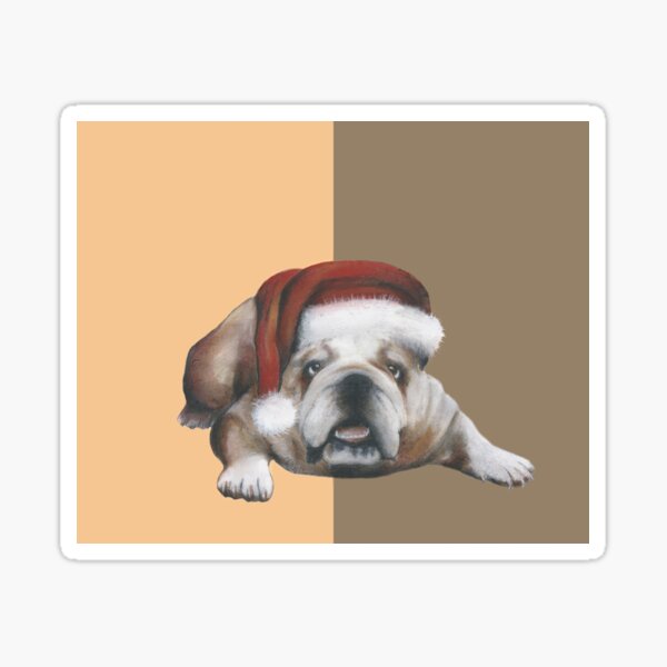 English Bulldog at Christmas 2.design Sticker