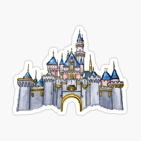 Disneyland Sticker, Sleeping Beautys Castle, Disney Watercolor Sticker 