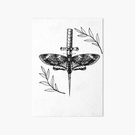 Moth Dagger Tattoo Art Board Prints for Sale