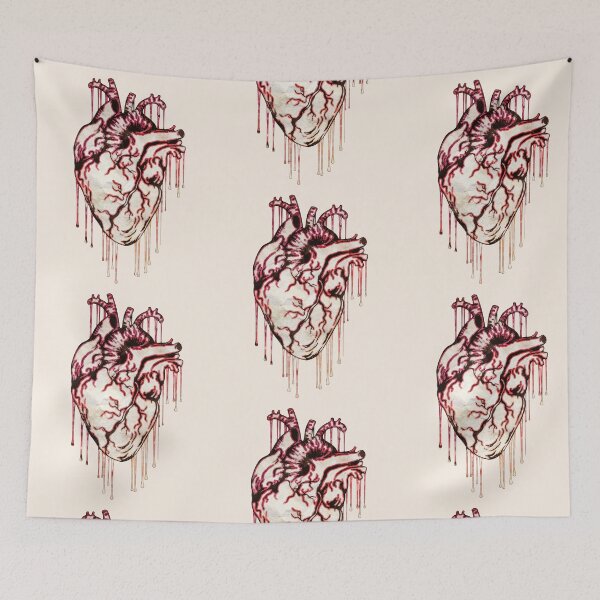 Item preview, human heart with drops of blood, watercolor style, anatomy art designed and sold by Collagedream.