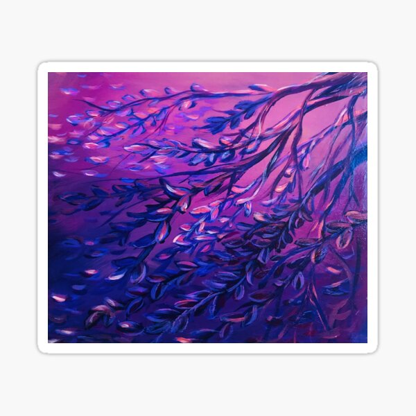 Winds of Change - Willow leaves blowing and floating in the wind Sticker