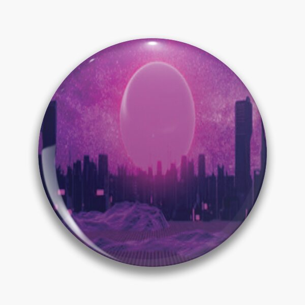Item preview, Retro Nineties City Skyline Neon Glowing Sun High Rise Buildings designed and sold by NadeenInspires.