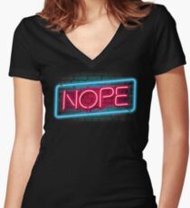Nope Women's Fitted V-Neck T-Shirt