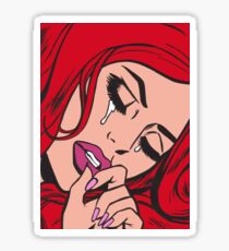 Red Hair Crying Comic Girl Sticker
