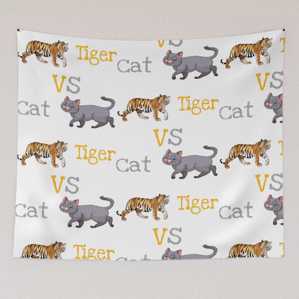 Item preview, Cute cat vs tiger shirts, cute cat vs tiger design, cute cat vs tiger lover, funny cat vs tiger masks, funny cat vs tiger phone cases, nice cat vs tiger stikars, cat vs tiger mugs, cat vs tiger clock  designed and sold by Poussyarts.