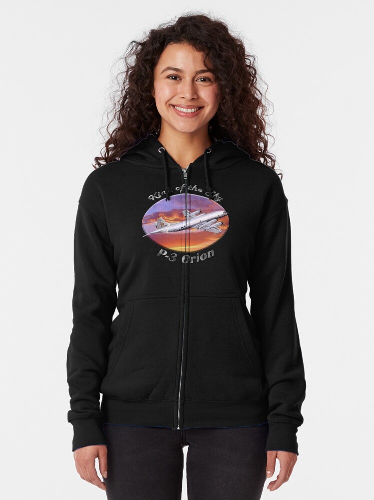Alternate view of P-3 Orion King Of The Sky Zipped Hoodie