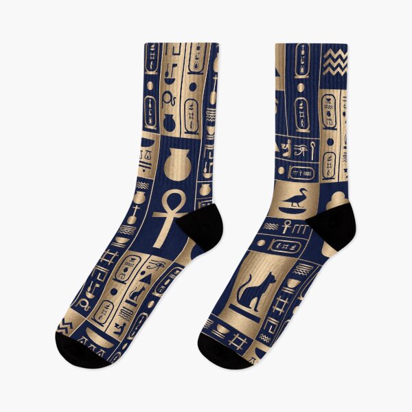 Item preview, Blue and Gold Ancient Egyptian Hieroglyphs Pattern designed and sold by CynthiaGraphics.