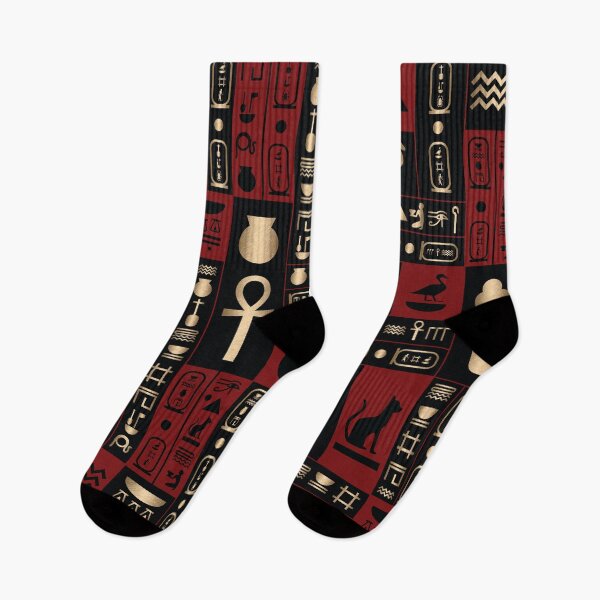 Item preview, Black Gold Red Ancient Egyptian Hieroglyphs Pattern designed and sold by CynthiaGraphics.