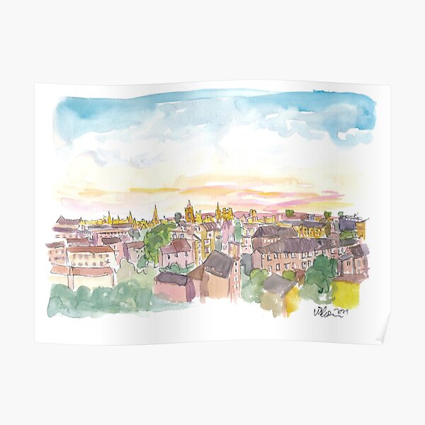 Rooftop View of Oxford England Poster