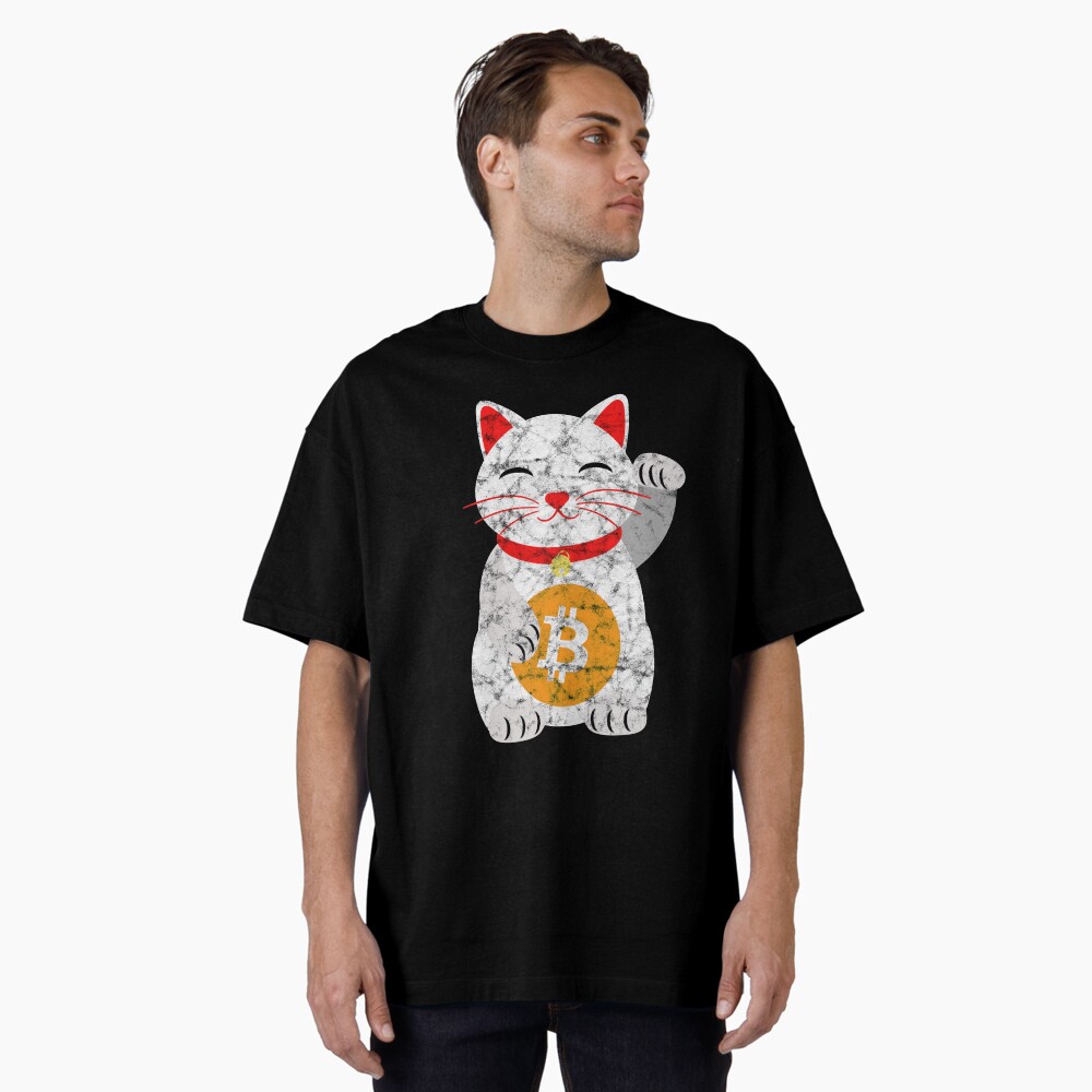Vintage Maneki Neko With Bitcoin Logo - Cryptocurrency Design