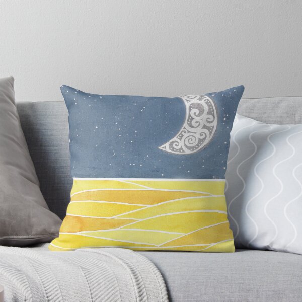 Item preview, Desert at Night with Moon in Yellow & Paynes Grey & Silver designed and sold by nabeArtist.