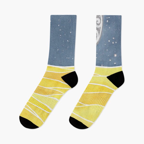 Item preview, Desert at Night with Moon in Yellow & Paynes Grey & Silver designed and sold by nabeArtist.