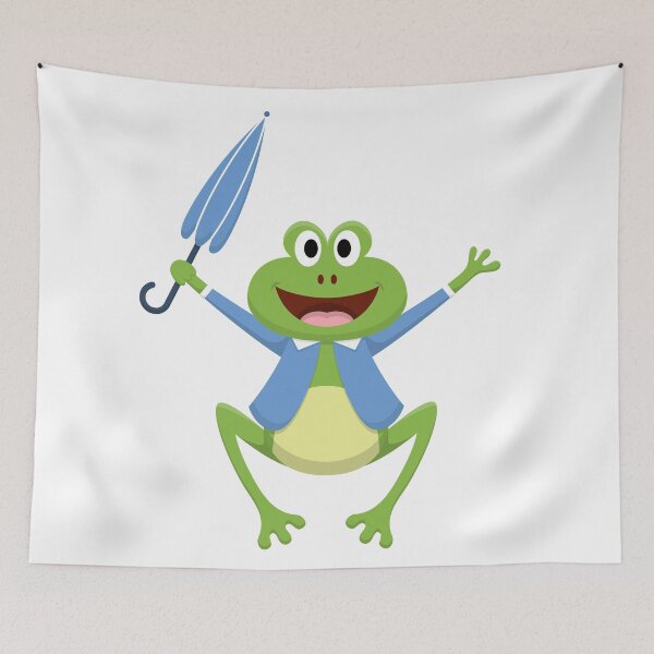 Item preview, Frog. Frog with umbrella and blue jacket designed and sold by bernd49.
