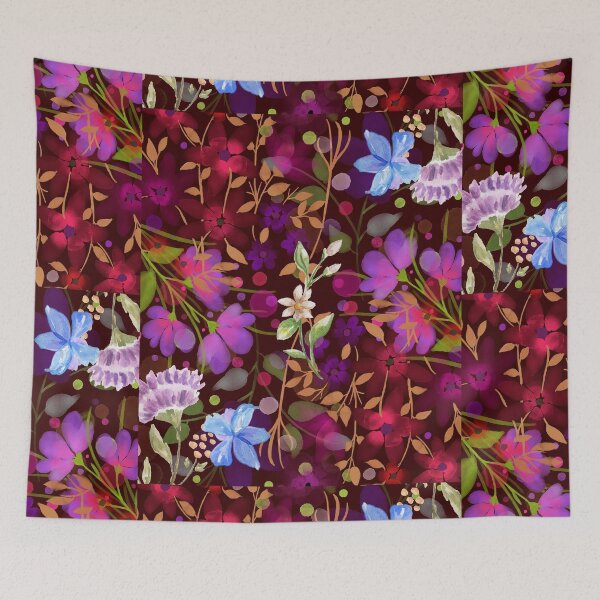 Aperçu de l'œuvre Modèle de fleurs aquarelle avec un fond coloré créée et vendue par Doucheka.
