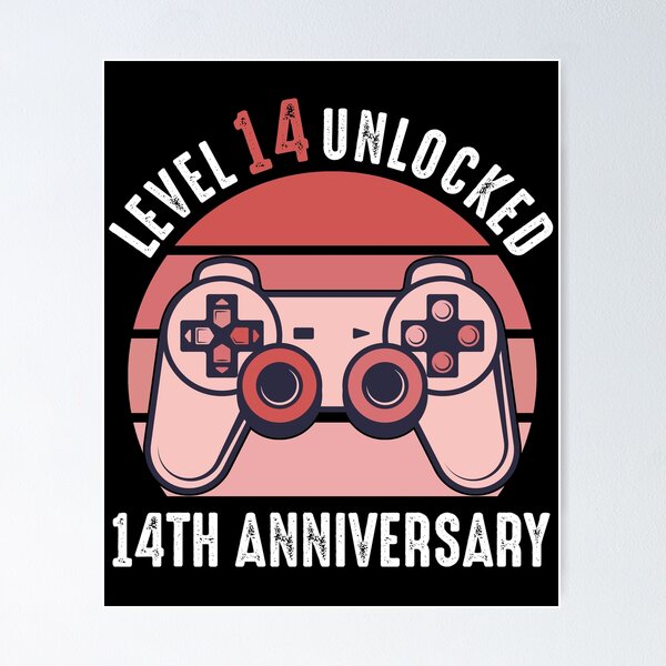 Item preview, Level 14 Unlocked 14th Anniversary Gamer designed and sold by RandomStuffShop.